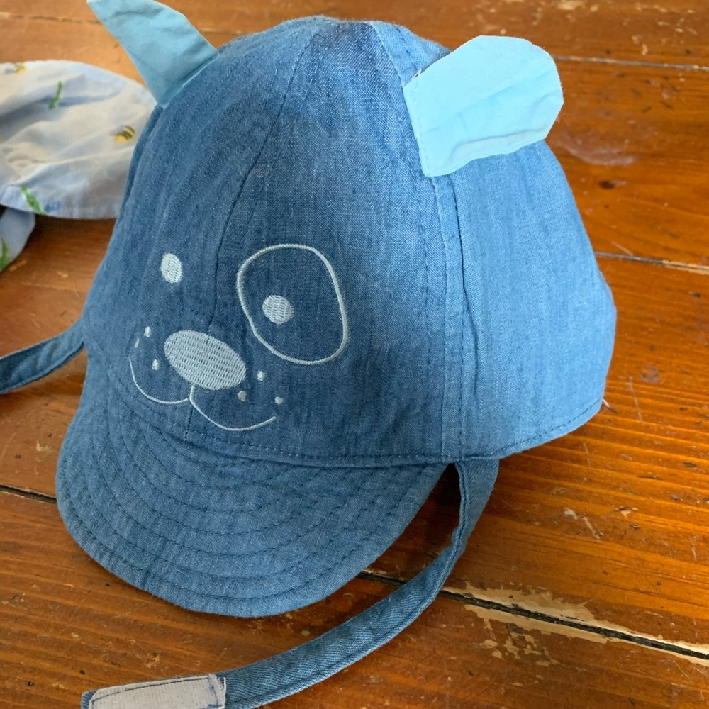 Infant Puppy Dog Baseball Sun Hat with chin strap